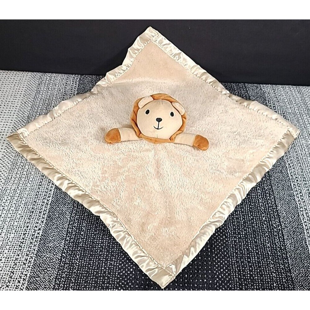 Lion Lovey Baby Security Blanket Satin Like Trim & Bottom 16"x16" by Pro Goleem